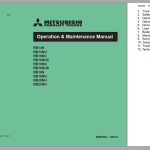 Mitsubishi RB14N - RB25NH Schematic Operation & Maintenance Service Manual
