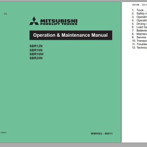 Mitsubishi SBR12N SBR16N SBR16NI Schematic Operation & Maintenance Service Manual