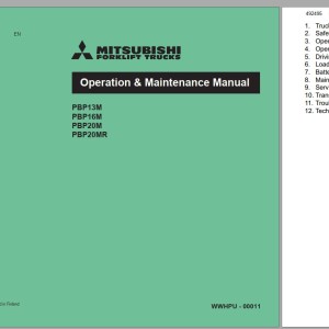 Mitsubishi PBP13M PBP16M PBP20M PBP20MR Schematic Operation & Maintenance Service Manual