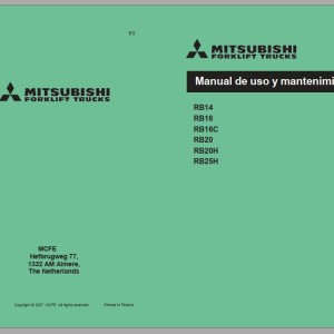 Mitsubishi RB14 RB16 RB16C RB20 RB20H RB25 RB25H Schematic Operation & Maintenance Service Manual