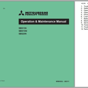 Mitsubishi SBS15N SBS15NI SBS20N Schematic Operation & Maintenance Service Manual