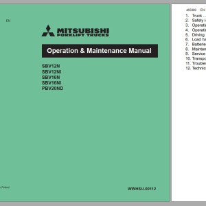 Mitsubishi SBV16N SBV16NI SBV16NS Schematic Operation & Maintenance Service Manual