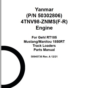 Yanmar 4TNV98-ZNMS(F-R) Parts Manual 50940736A