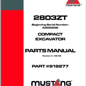 Mustang 2803ZT Parts Manual 918277A