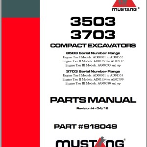Mustang 3503 3703 Parts Manual 918049H
