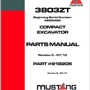 Mustang 3803ZT Parts Manual 918205C