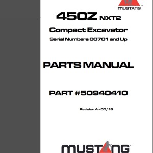 Mustang 450Z NXT2 Parts Manual 50940410A