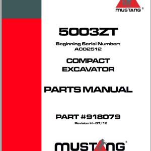 Mustang 5003ZT Parts Manual 918079H