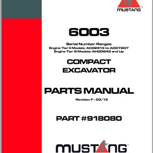 Mustang 6003 Parts Manual 918080F