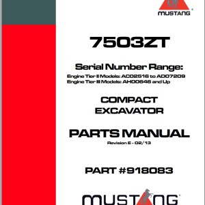 Mustang 7503ZT Parts Manual 918084D
