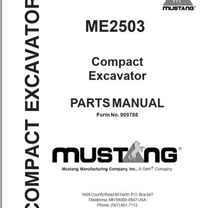 Mustang ME2503 Parts Manual 909788A