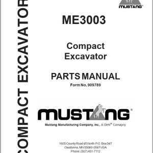 Mustang ME3003 Parts Manual 909789A