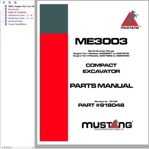 Mustang ME3003 Parts Manual 918048E