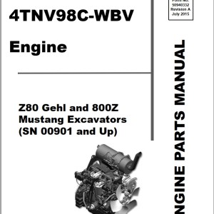 Mustang Yanmar 4TNV98C-WBV Parts Manual 50940332A