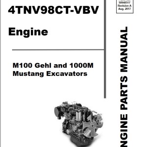 Mustang Yanmar 4TNV98CT-VBV Parts Manual 50940517A