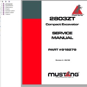 Mustang ME2803ZT Service Manual 918279A