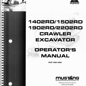 Mustang 1402RD 1502RD 1902RD 2202RD Operators Manual 000-49991A