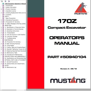 Mustang 170Z Operators Manual 50940104A