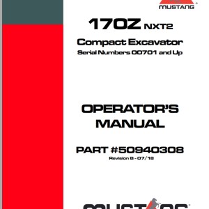 Mustang 170ZNXT2 Operator's Manual 50940308B