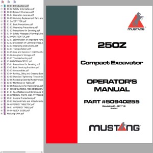 Mustang 250Z Operator's Manual 50940255C