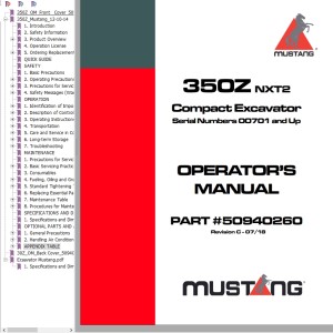 Mustang 350Z NXT2 Operator's Manual 50940260C