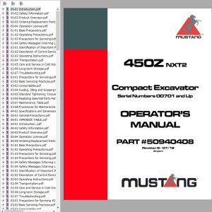 Mustang 450Z NXT2 Operator's Manual 50940408B