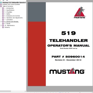 Mustang 519 Operators Manual 50960014B