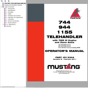 Mustang 744 944 1155 Operators Manual 913344B
