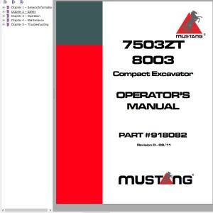 Mustang 7503ZT 8003 Operators Manual 918082D