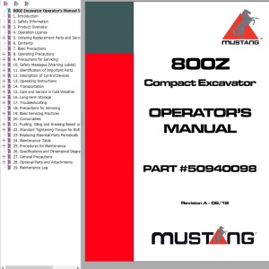 Mustang 800Z Operators Manual 50940098A