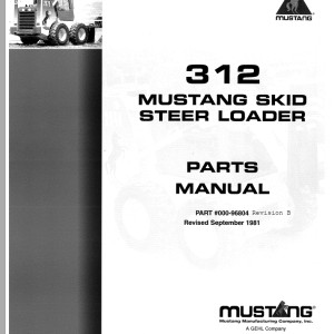 Mustang 312 Parts Manual 000-96804B