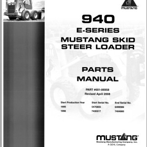 Mustang 940E Parts Manual 001-06958B