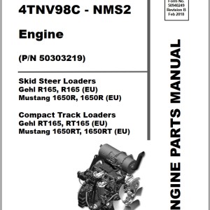 Yanmar 4TNV98C-NMS2 Parts Manual 50940249