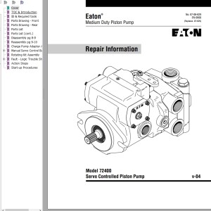 Eaton Medium Duty Piston Pump 72400 Repair Information