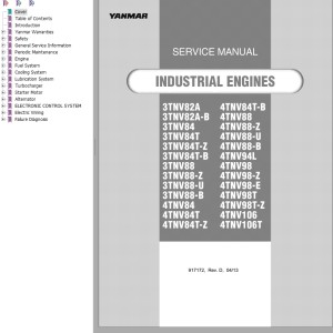 Yanmar 3TNV82A 4TNV106T Service Manual 917172D