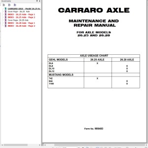 Carraro 26.25 26.28 Axle Service Manual 908483