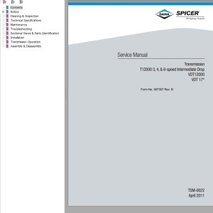 Dana T12000 3 4 6-speed Intermediate Drop VDT12000 VDT 17 Service Manual 907397B