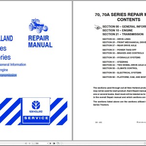 New Holland 70 70A Series Repair Manual 87018723