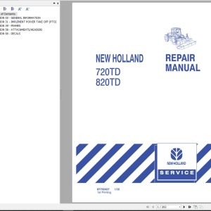 New Holland 720TD 820TD Repair Manual 87755427
