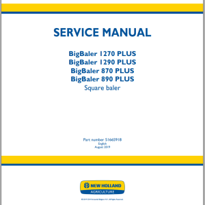 New Holland BigBaler 1270P Plus-890RC Plus Service Manual 51611166
