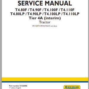 New Holland T4.80F - T4.110LP Service Manual 51526006