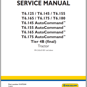 New Holland T6.125 - T6.175 AutoCommand Service Manual 51675244