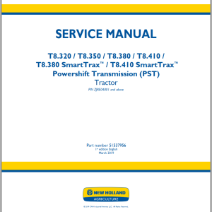 New Holland T8.320 - T8.410 SmartTrax CVT Service Manual 51537956