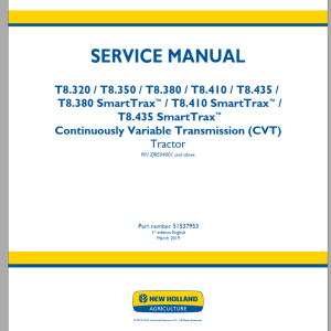 New Holland T8.320 - T8.435 SmartTrax CVT Service Manual 51537953