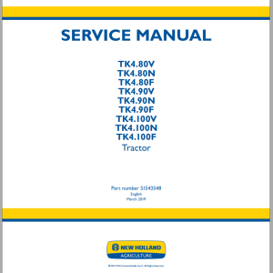 New Holland TK4.80V N F - TK4.100V N F Service Manual 51543548