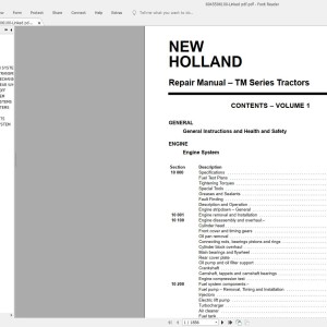 New Holland TM115 TM125 TM135 TM150 TM165 Service Manual 6045506100