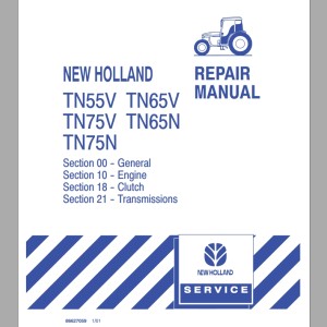 New Holland TN55V TN65N TN65V TN75N TN75V Repair Manual 86627058