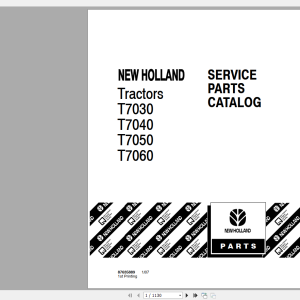 New Hollands T7030 T7040 T7050 T7060 Service Parts Catalog 87635889