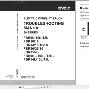 Nichiyu 80 Series FBR9N to FBR18L Troubleshooting Manual SM15-002-R2