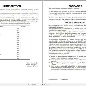 UniCarriers 1D1 1D2 Series Service Manual
